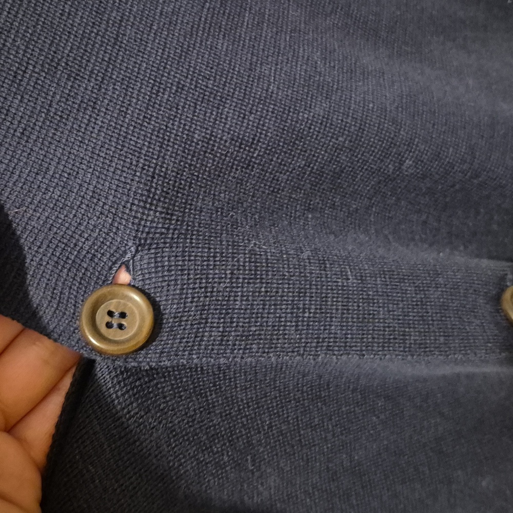 NWT womens Navy 100% Cotton Long Button Cardigan With 2 Front Pockets - Picture 4 of 8